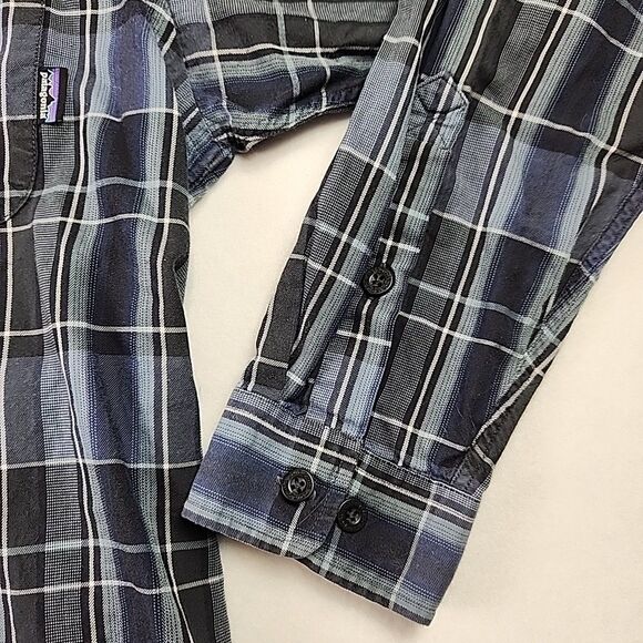 Patagonia Mens Organic Cotton Long Sleeve Button Down Shirt Medium Blue Plaid - Picture 4 of 10